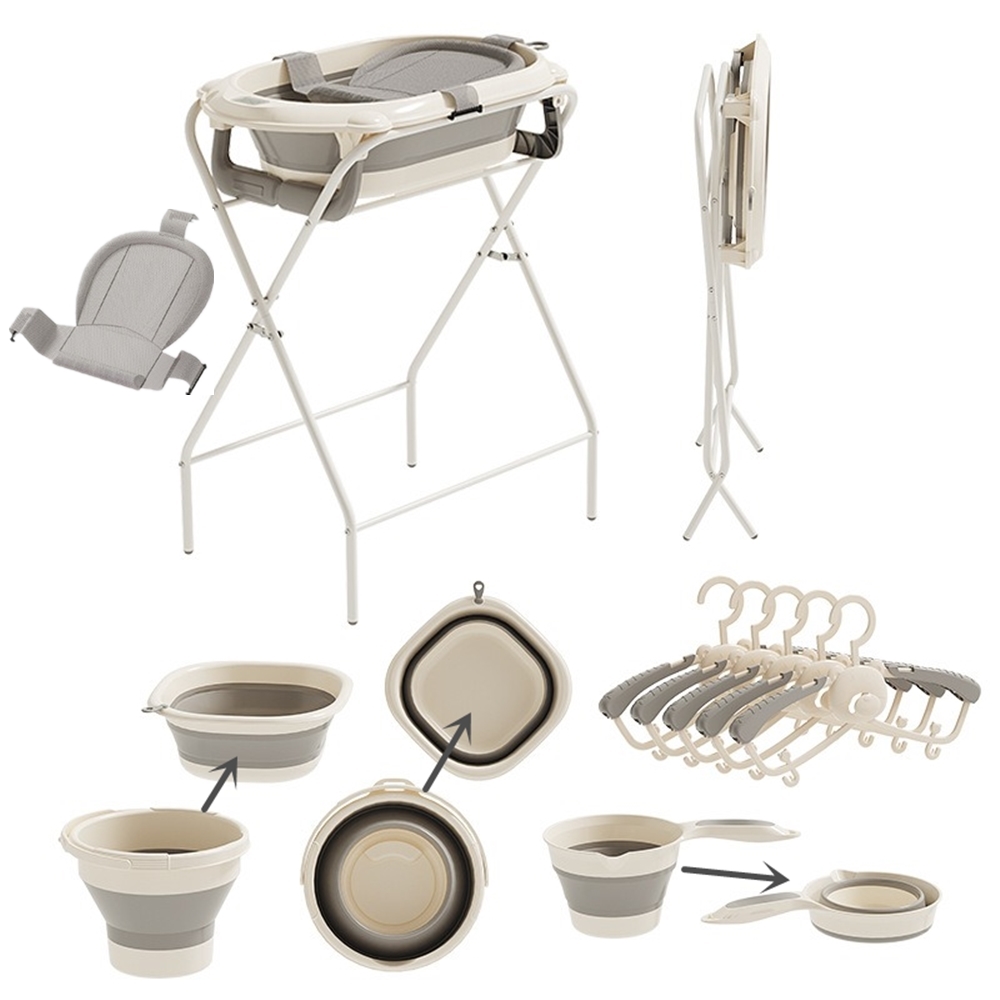 Baby Bath Tub Foldable - All-in-One Foldable Baby Bath Set -