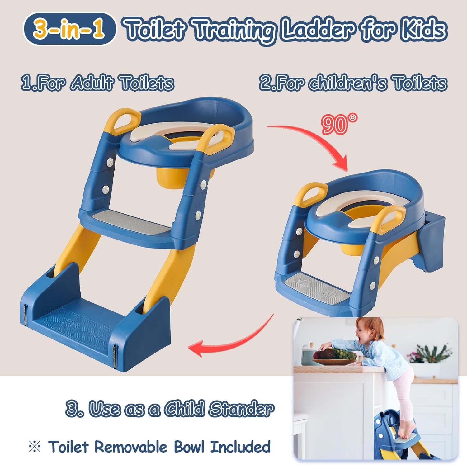 3 in 1 Toddler Training Ladder - Toddler Potty Training Seat 评论和价格